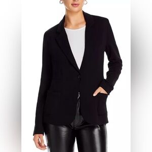 New Majestic Filatures Black French Terry Fleece One-Button Blazer, size 3, $270